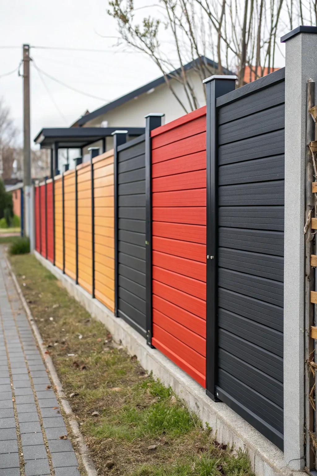 A striking two-tone fence adding visual interest.