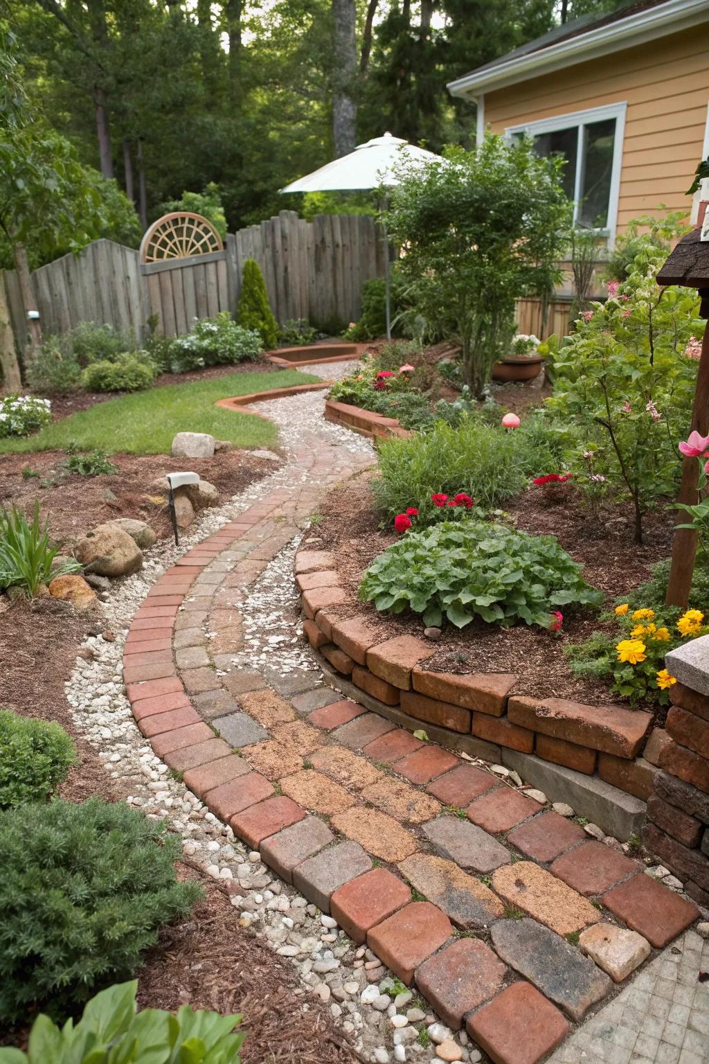 Personalized garden borders with an eclectic mix.
