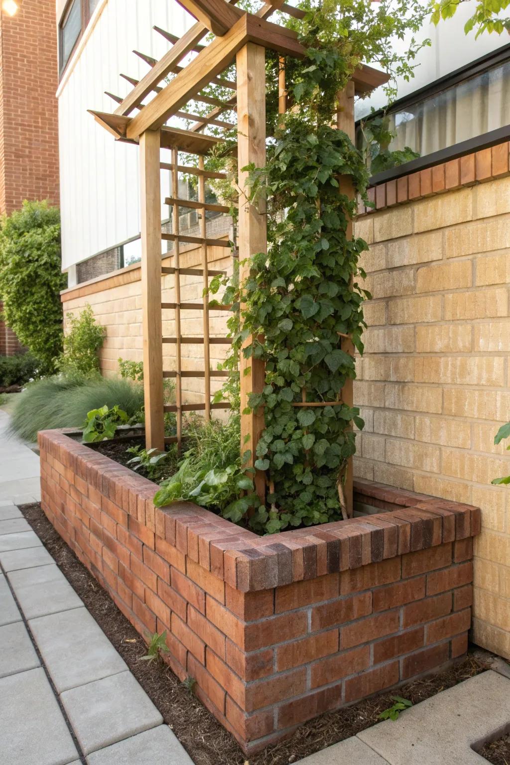Add vertical interest with a planter trellis.