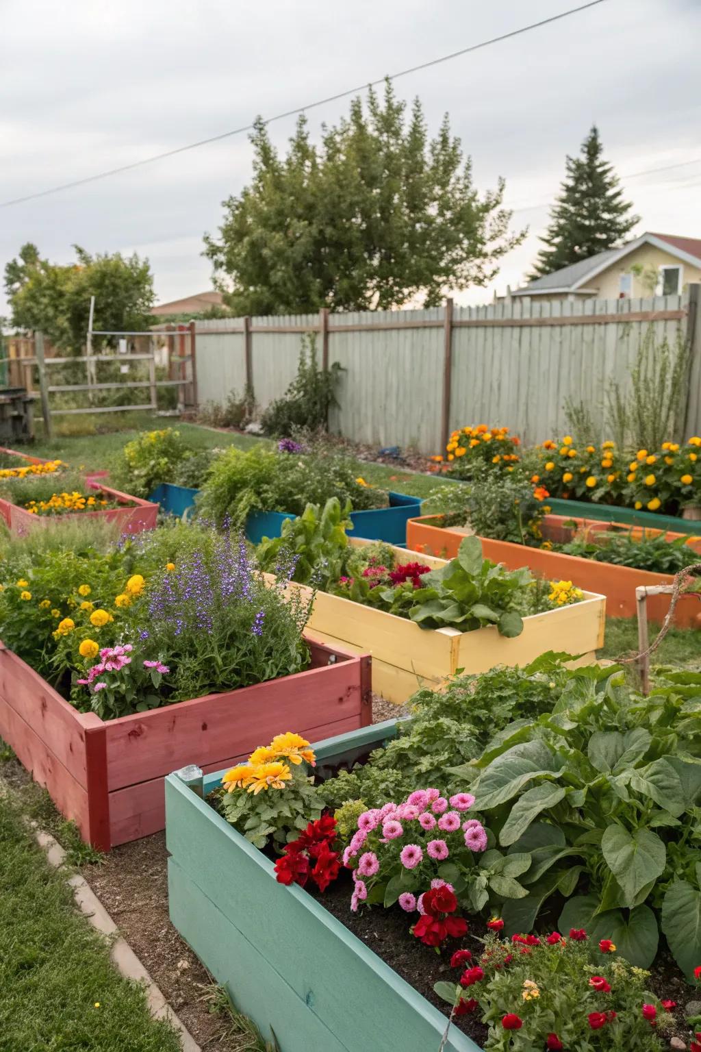 Raised beds add color and height to your backyard garden.