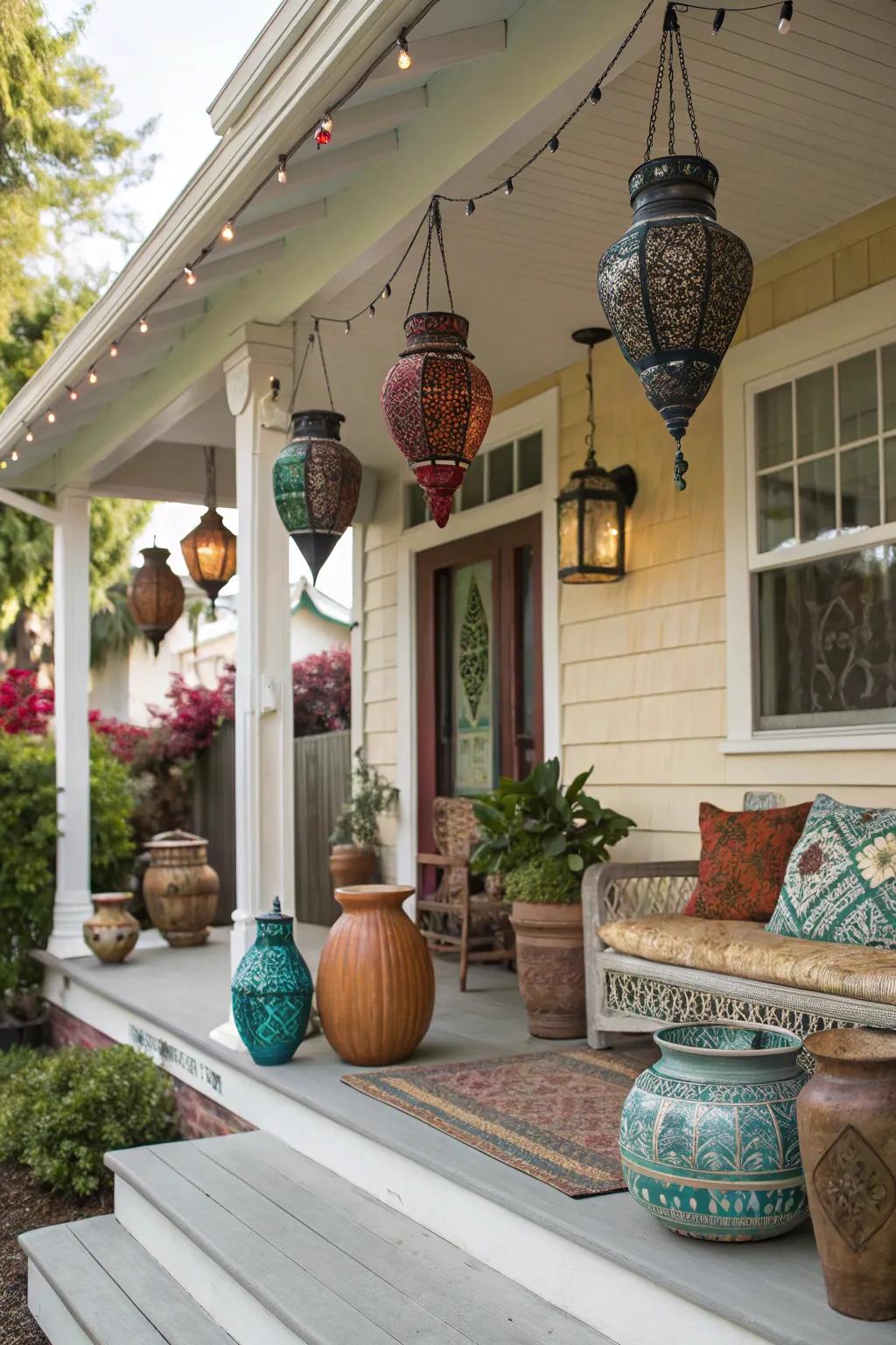 Cultural touches infuse your porch with a unique vibe.
