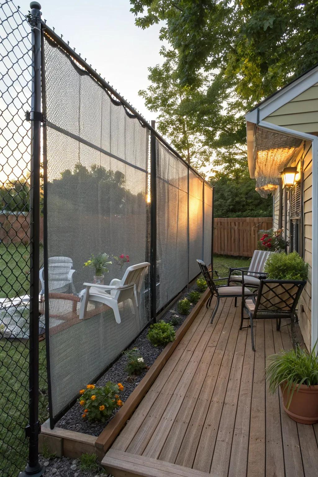 Fabric mesh screens offer a simple and effective privacy solution.