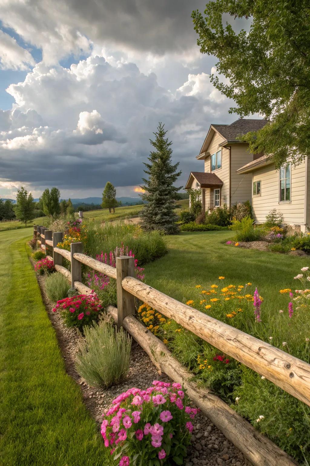 Rustic log fences bring natural beauty to your home.