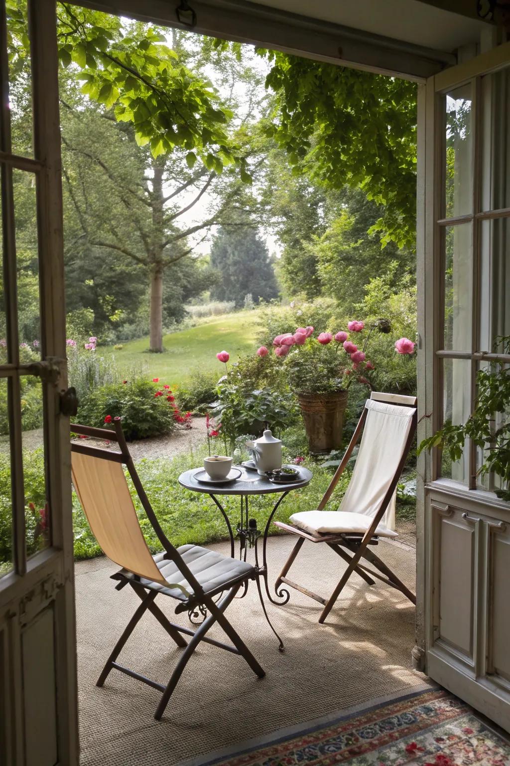 Flexible seating arrangements make this garden room adaptable.