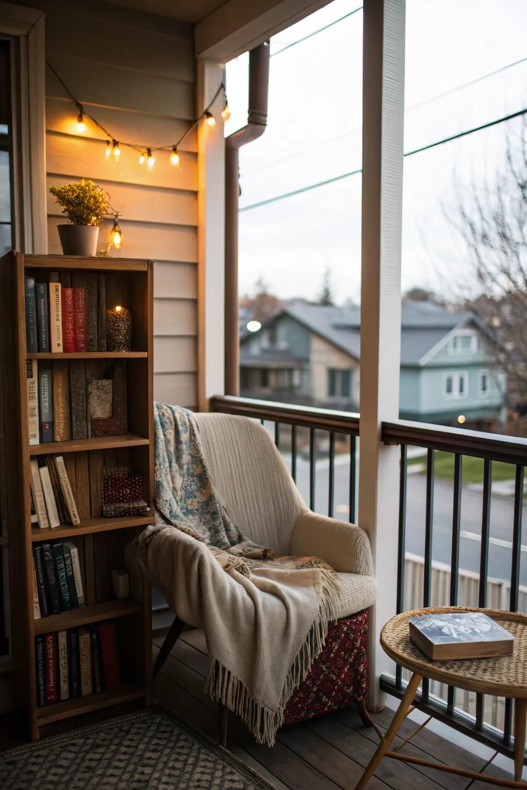 Create a reading nook for peaceful and personal balcony moments.
