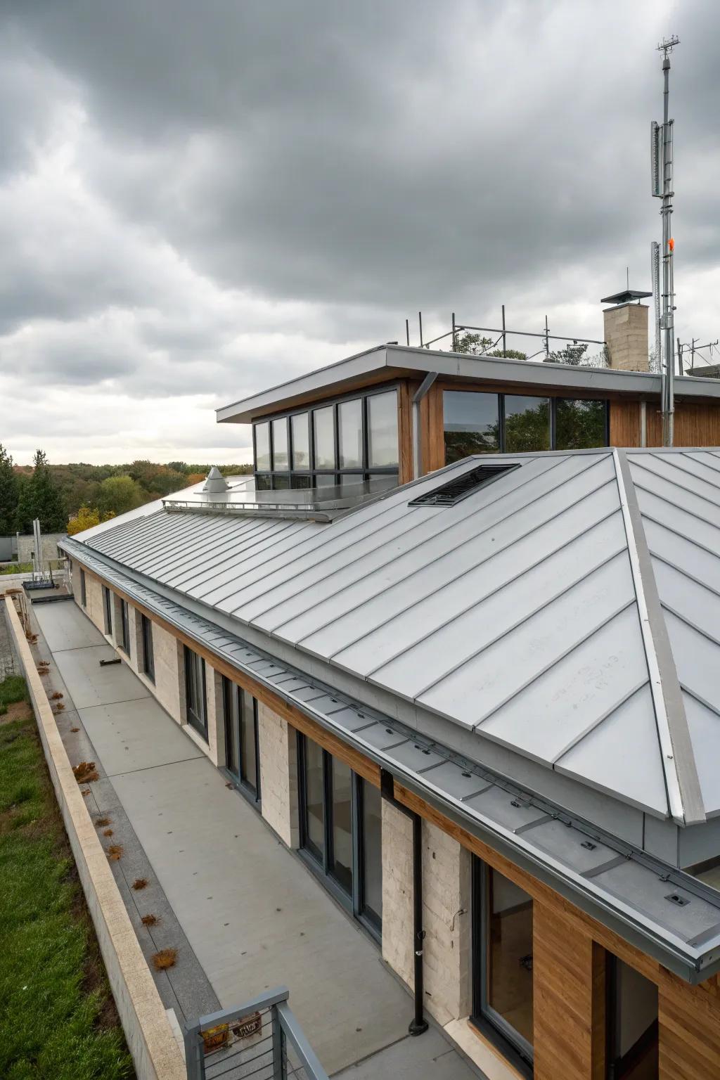 A roof constructed with lightweight materials for modern appeal.