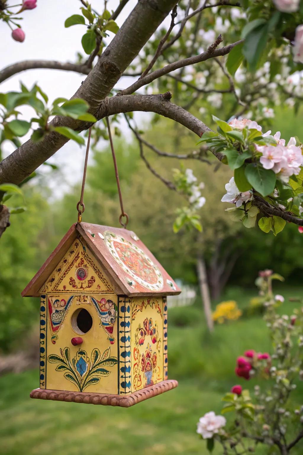 Chic birdhouses invite birds and bring life to the garden.