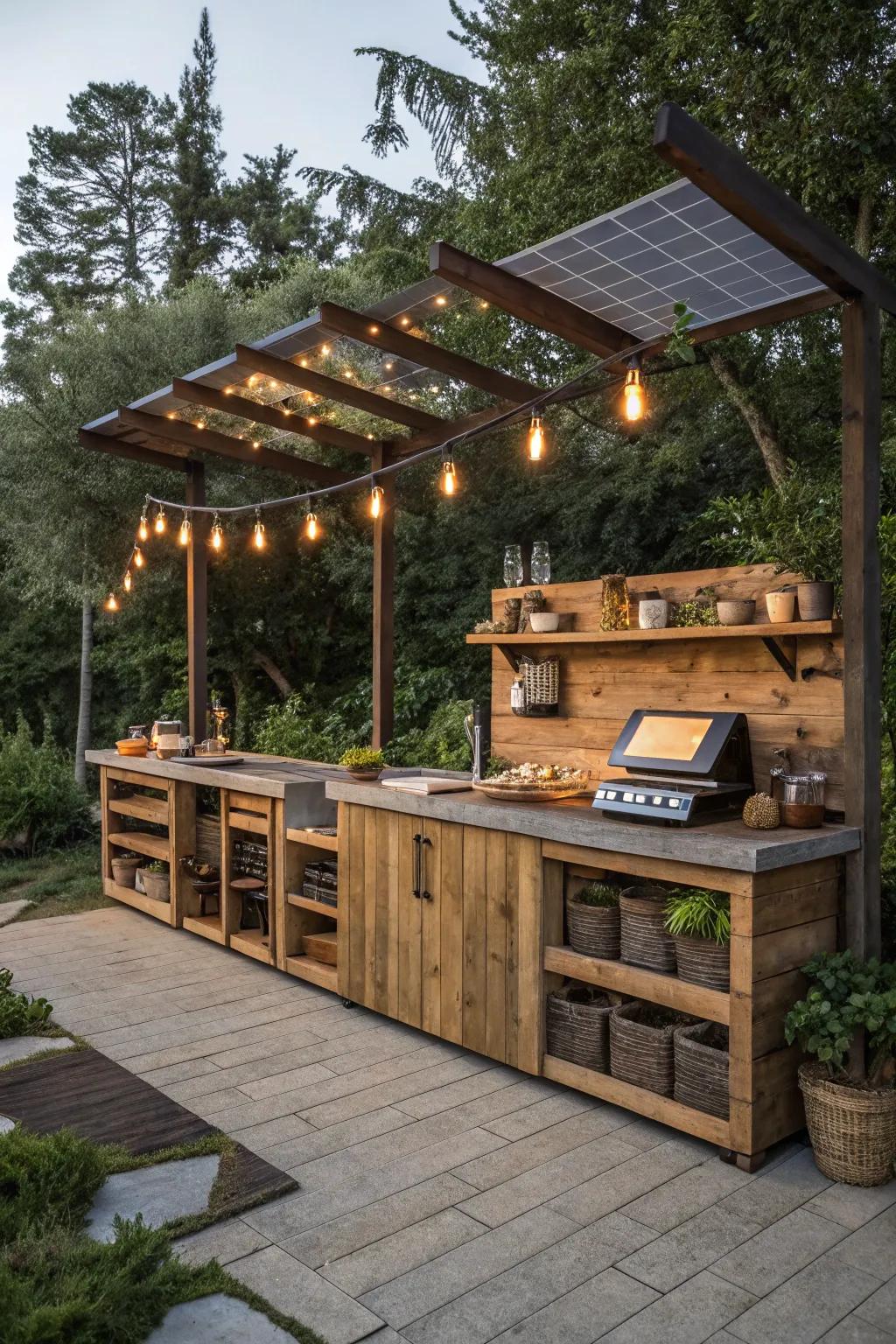 Eco-friendly materials enhance sustainability in outdoor kitchen designs.