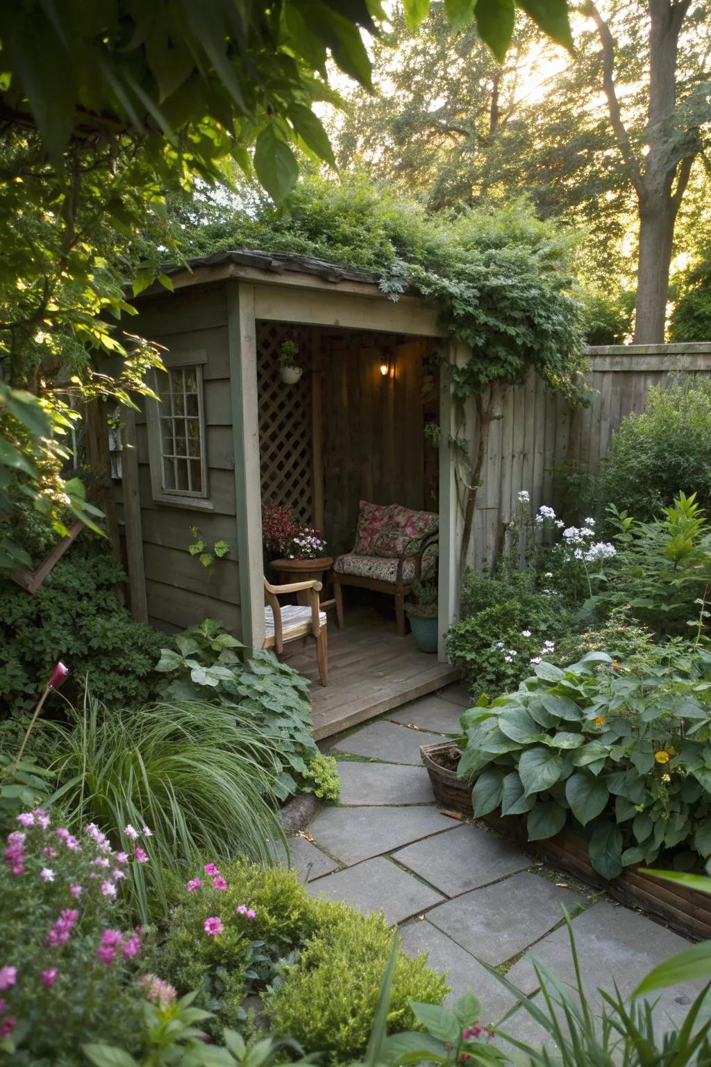 A secret nook offers a private garden escape.