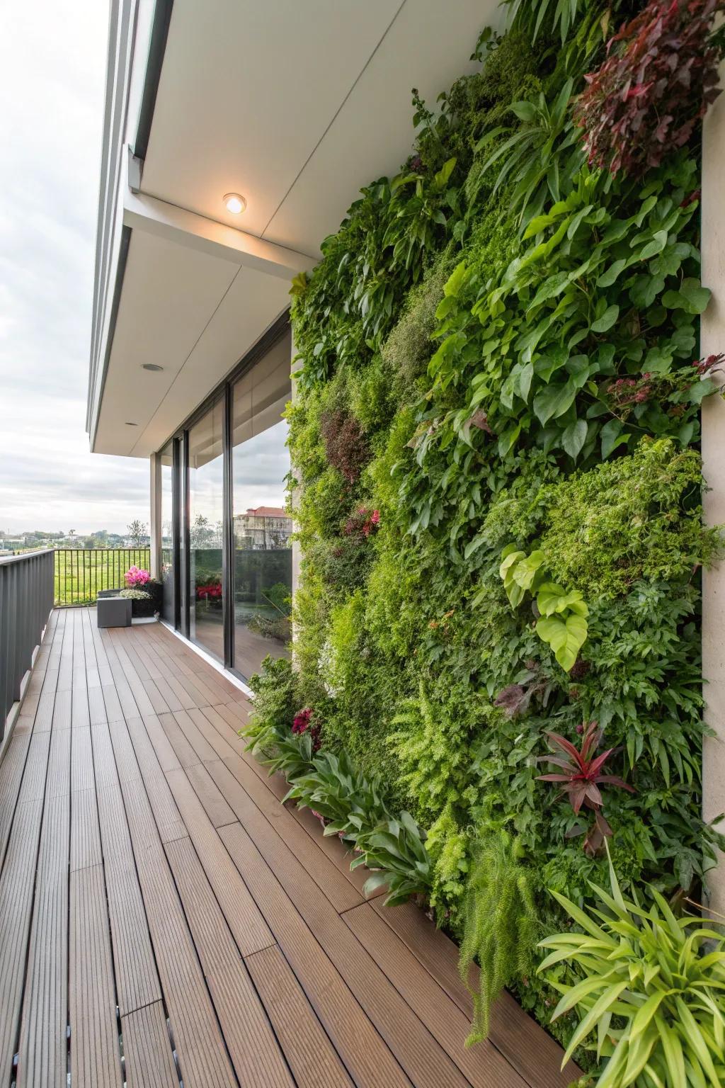 A vertical garden brings lush greenery to your deck space.
