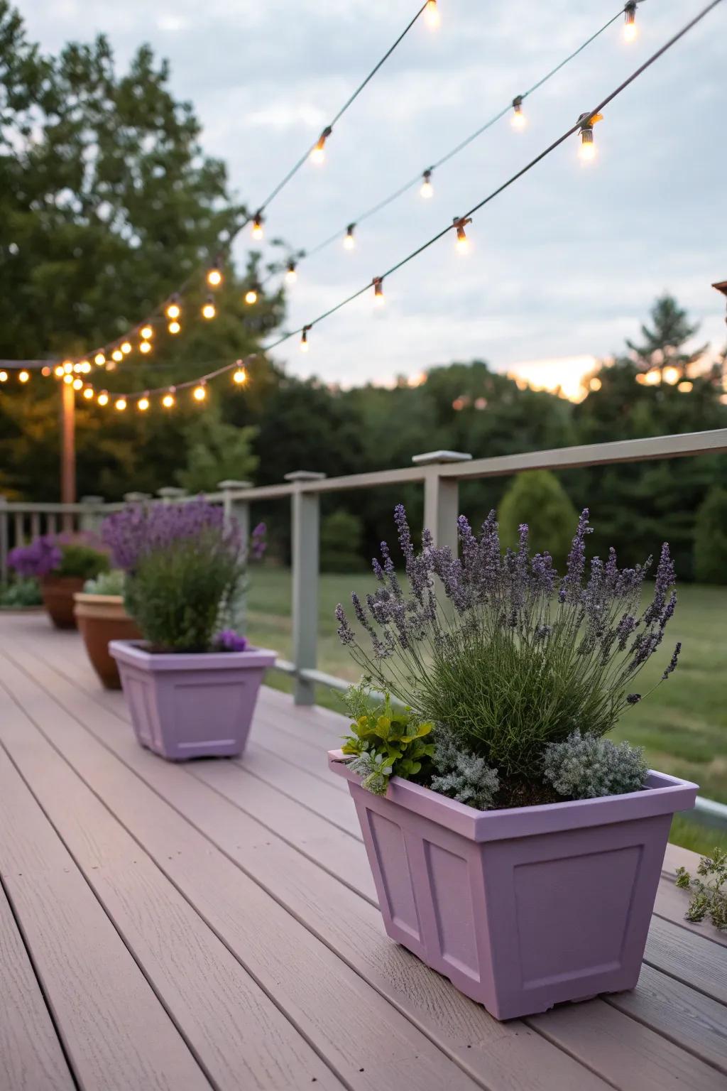 A mystical mauve deck perfect for romantic evenings.