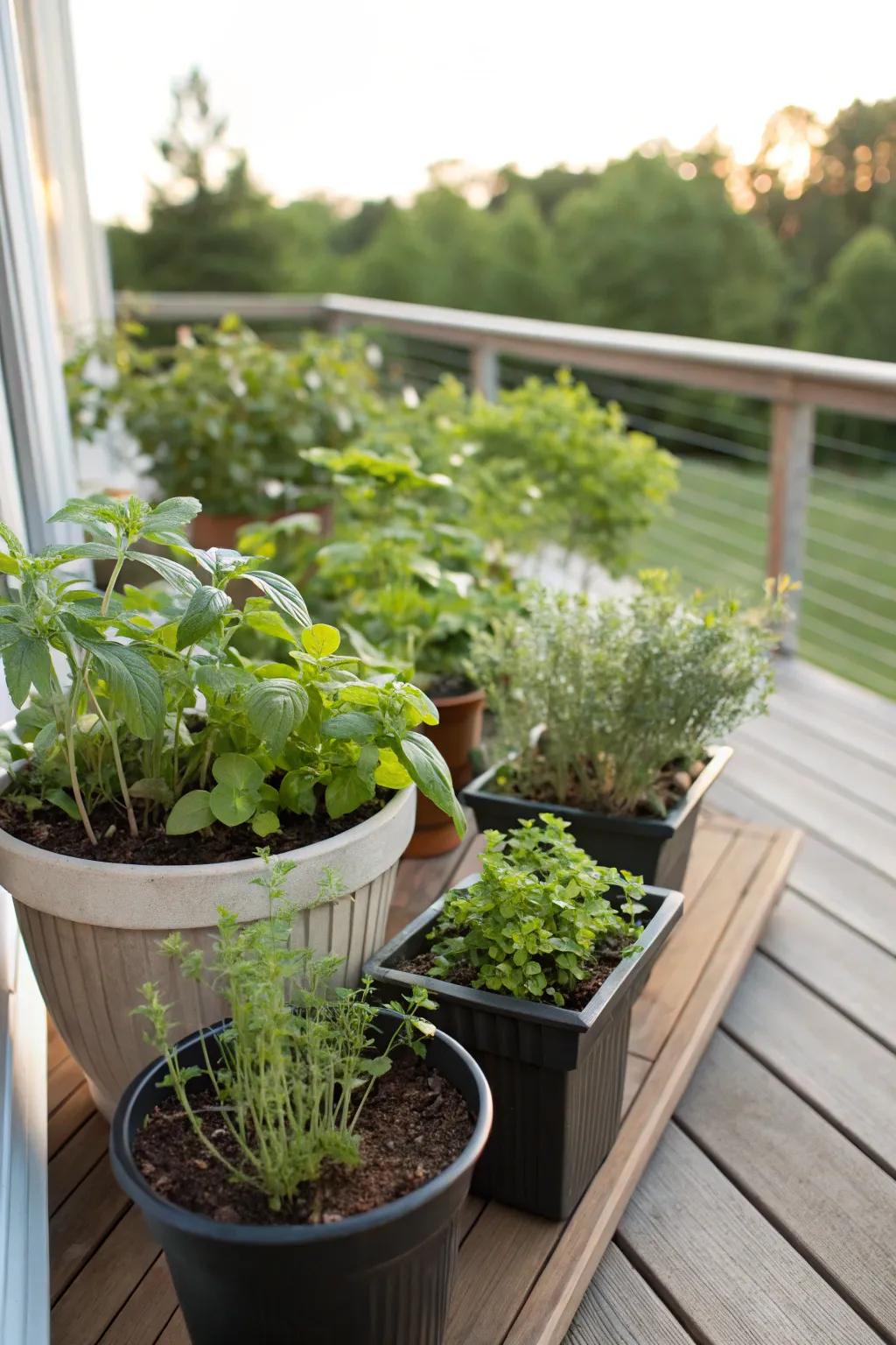 Enhance your deck with a practical herb garden.