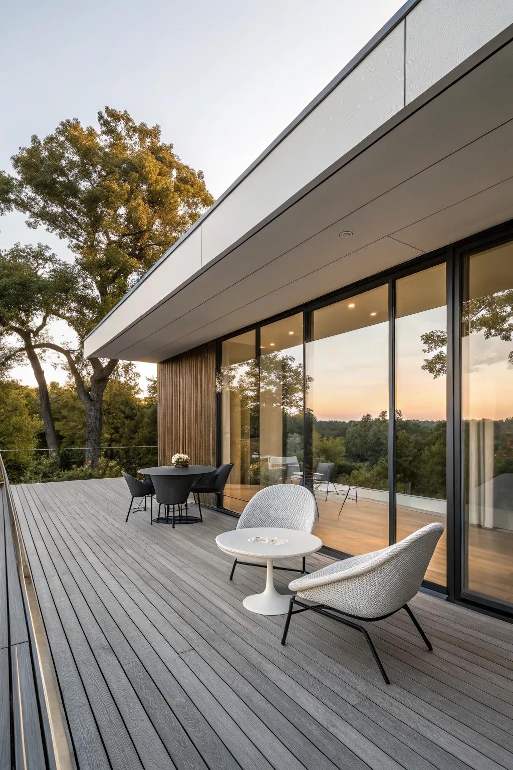 Floating decks provide a sleek and modern aesthetic.