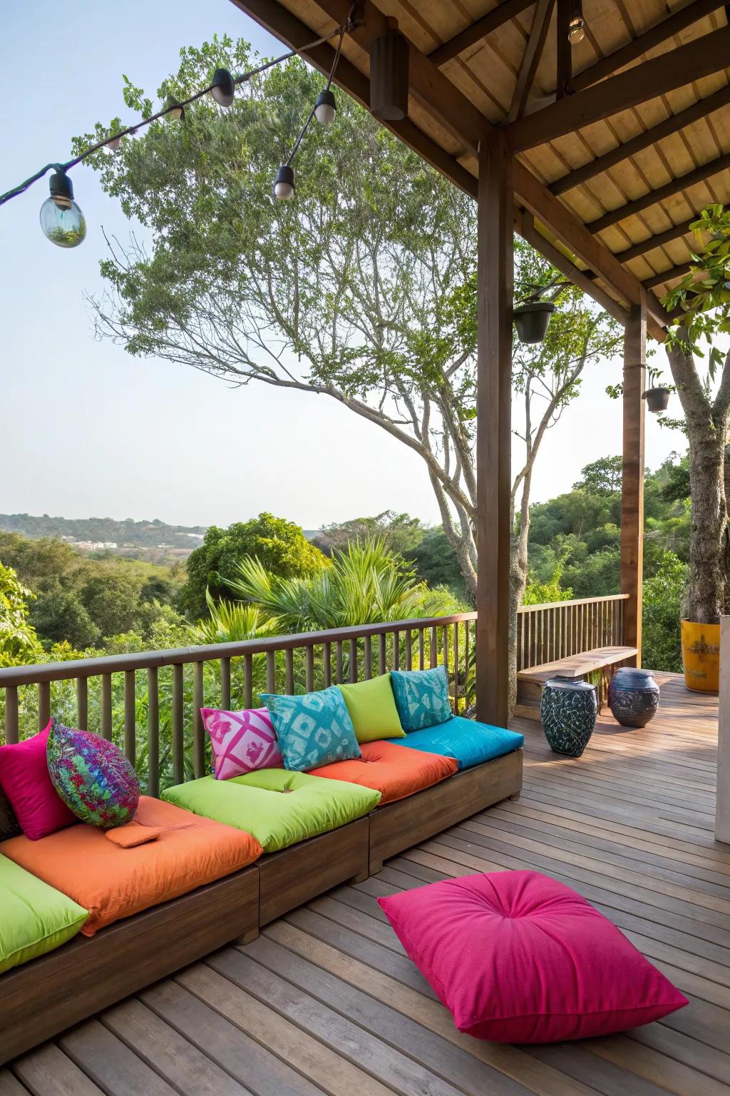 Cushions add color and comfort to your deck.