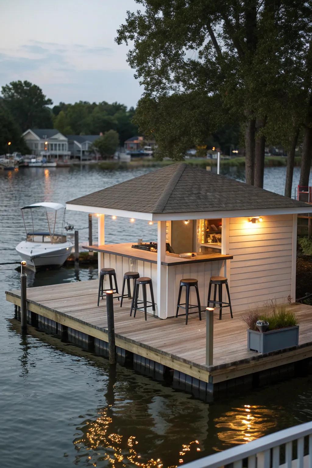 Serve up fun with a dockside bar.