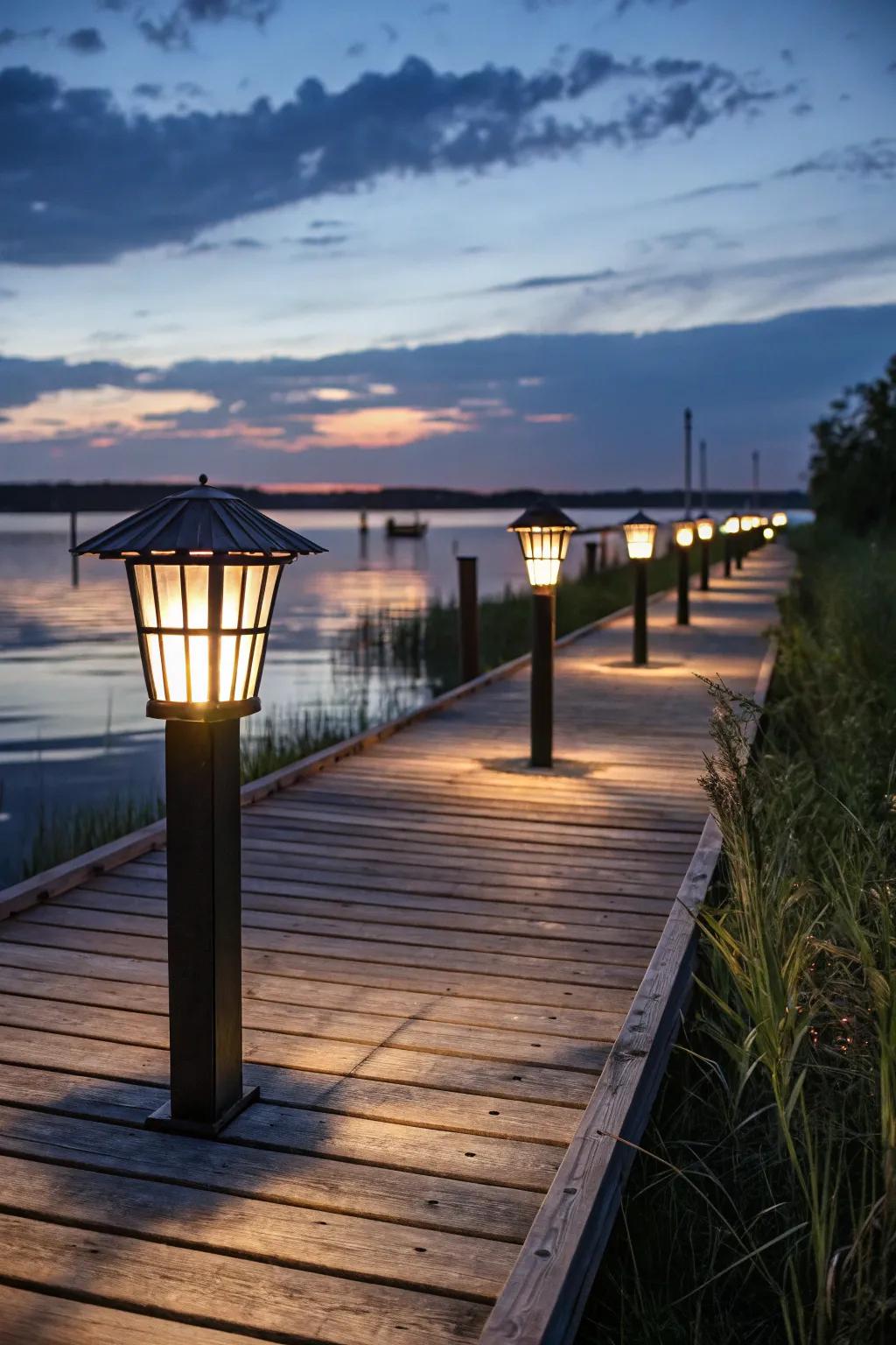 Illuminate your dock sustainably with solar lights.