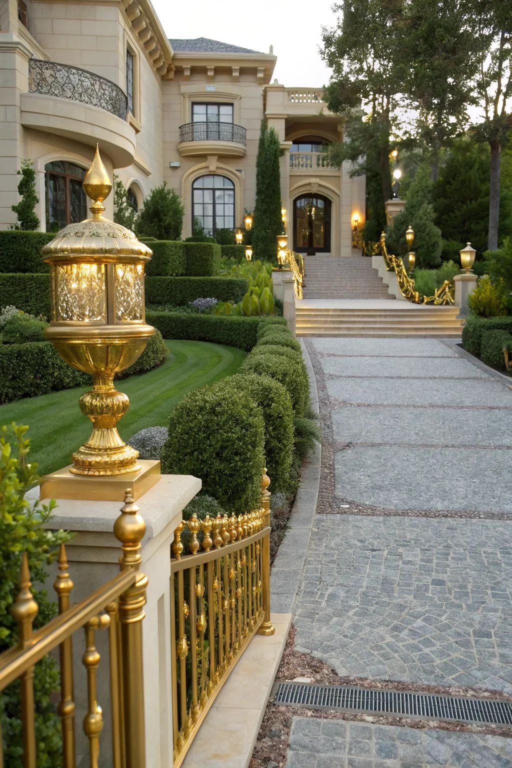 Golden accents add luxury and elegance.