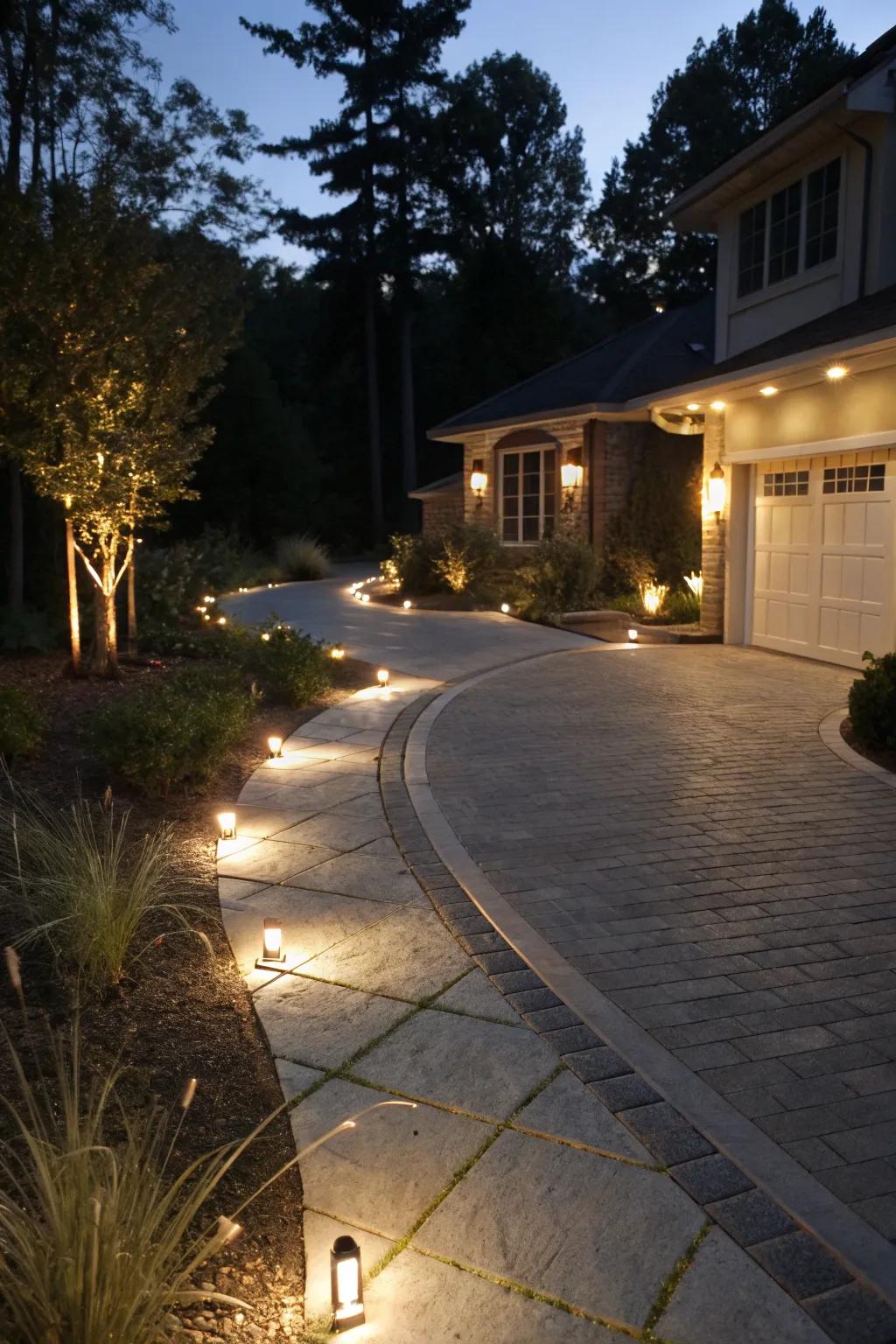 Embedded lights create a seamless look.
