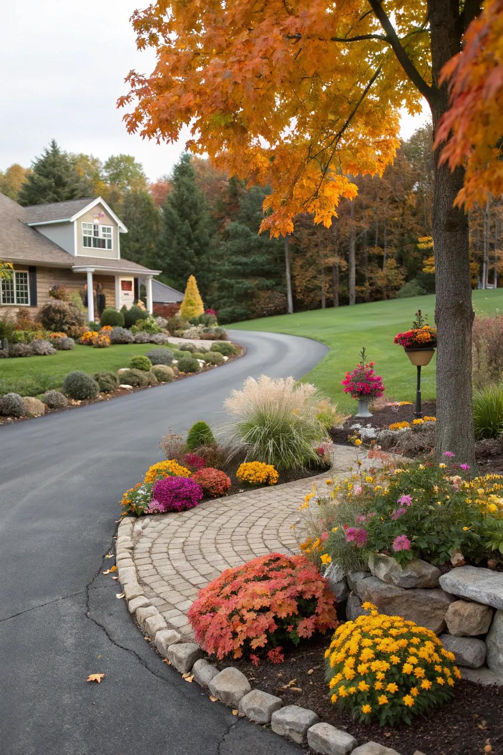 Seasonal displays keep your driveway island lively and up-to-date.