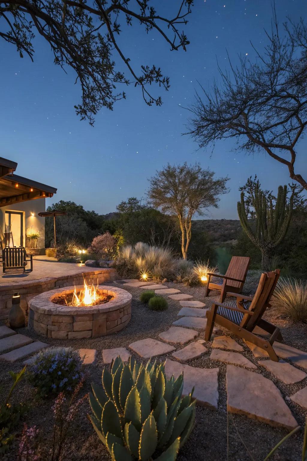 Fire pits create inviting spaces for gatherings.