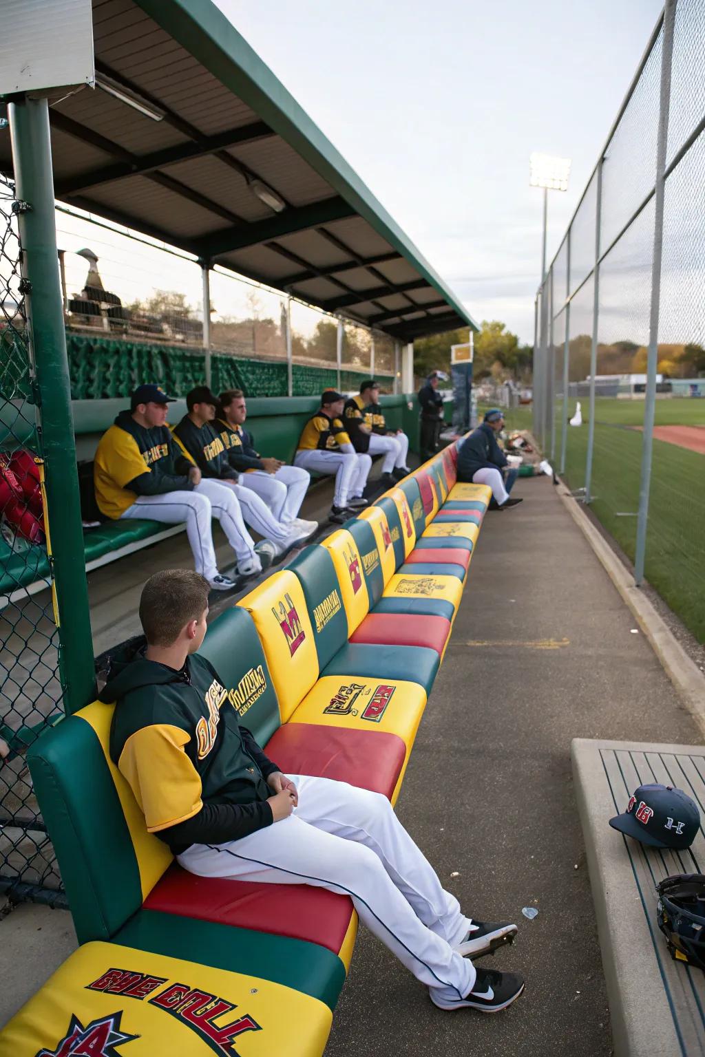 Comfortable seat cushions in team colors add a cozy touch.