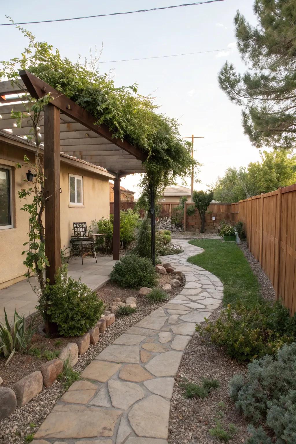 Transform your space with a pergola pathway retreat.