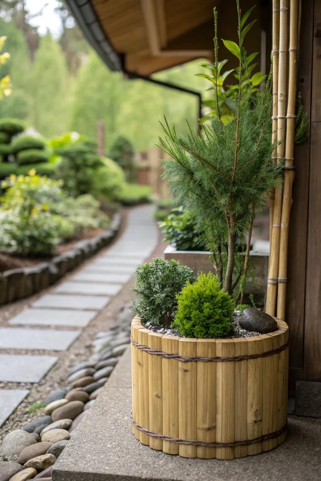 Zen bamboo planters: serene and calming.