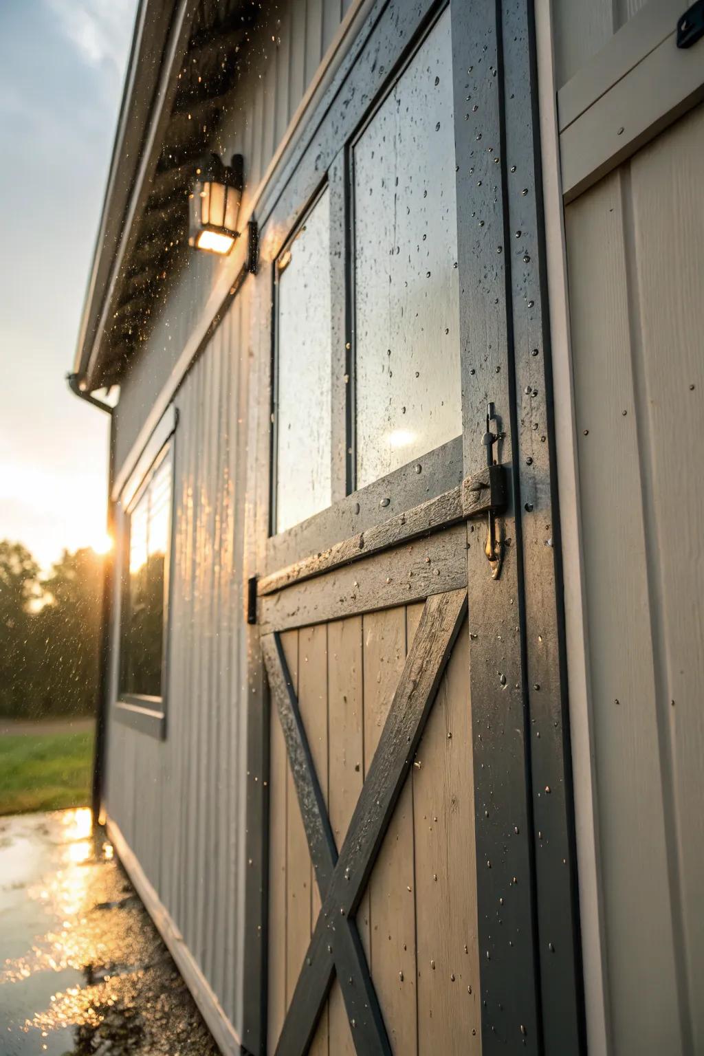 Weather-resistant barn door for lasting appeal.
