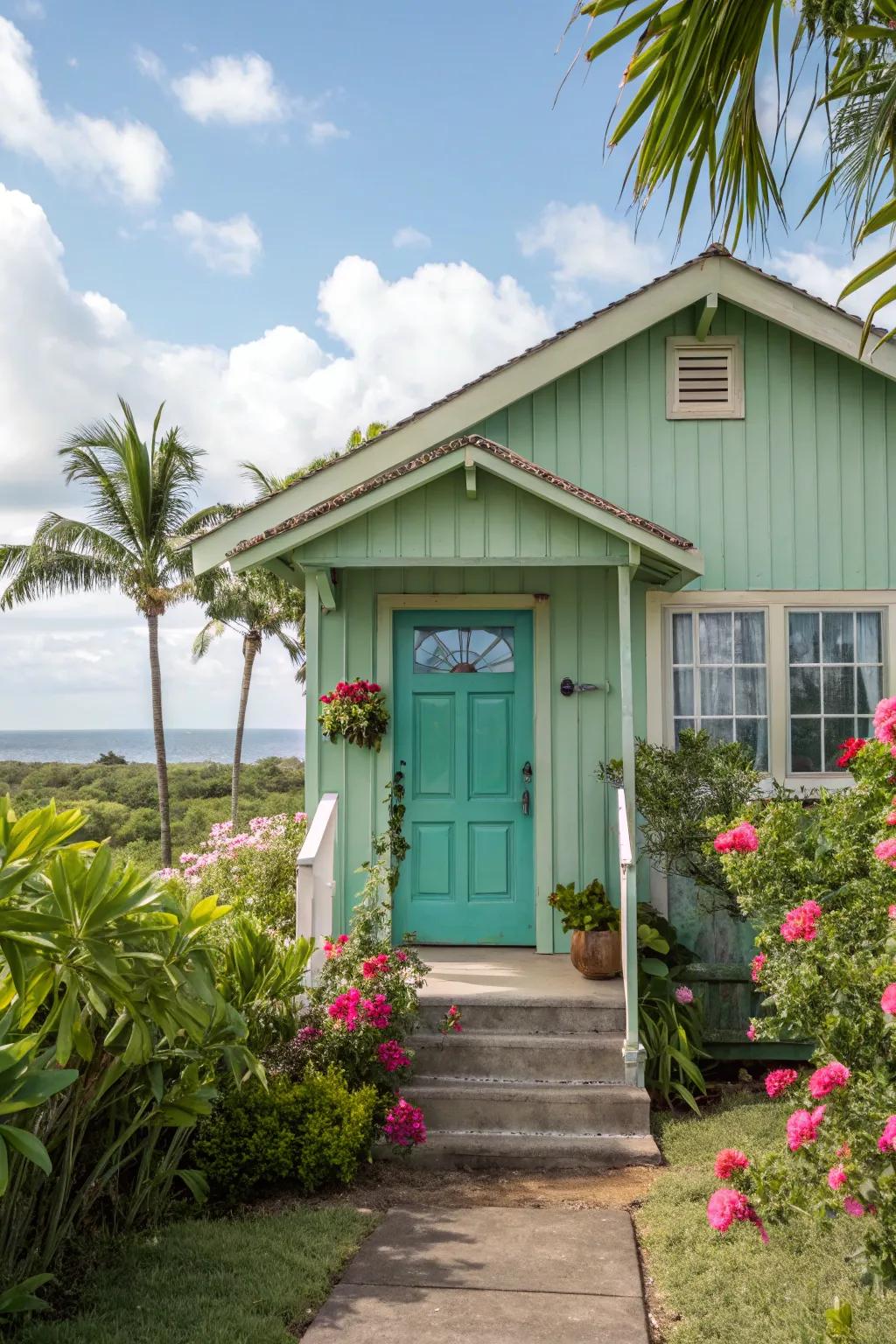 Cheery turquoise adds a playful, tropical vibe.