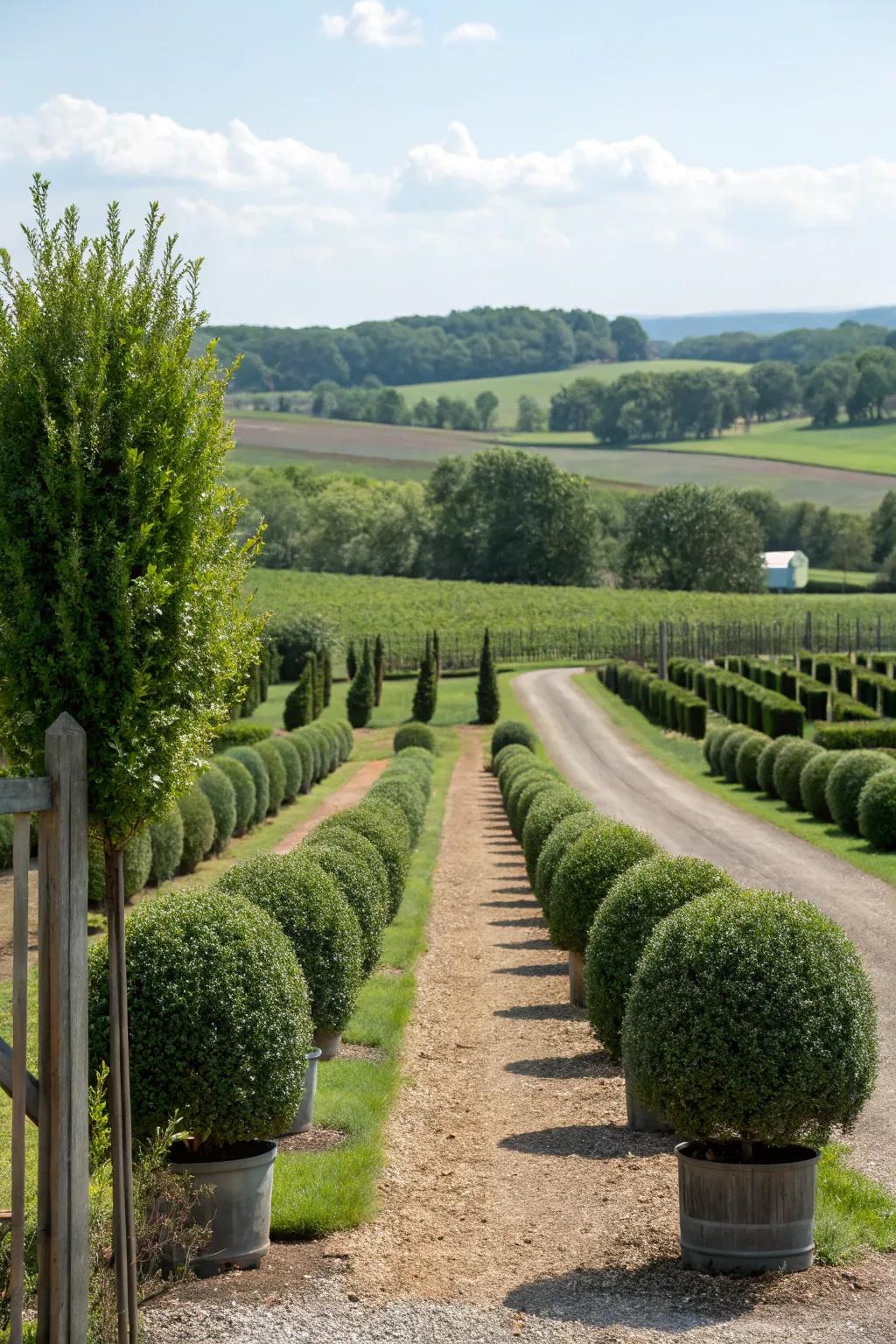 Symmetrical planting adds elegance and balance.
