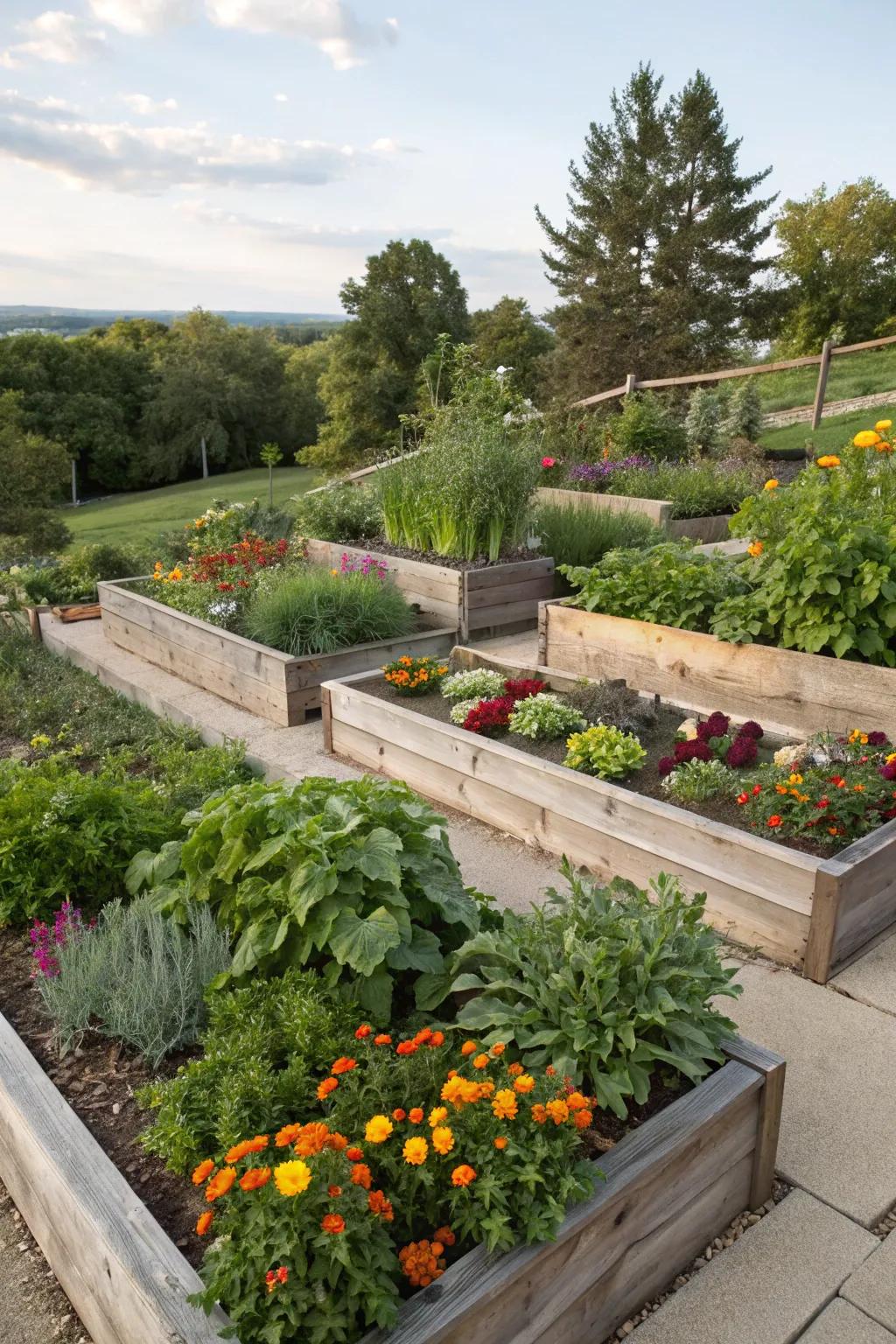 Tiered planting designs bringing dynamic layers to the garden.