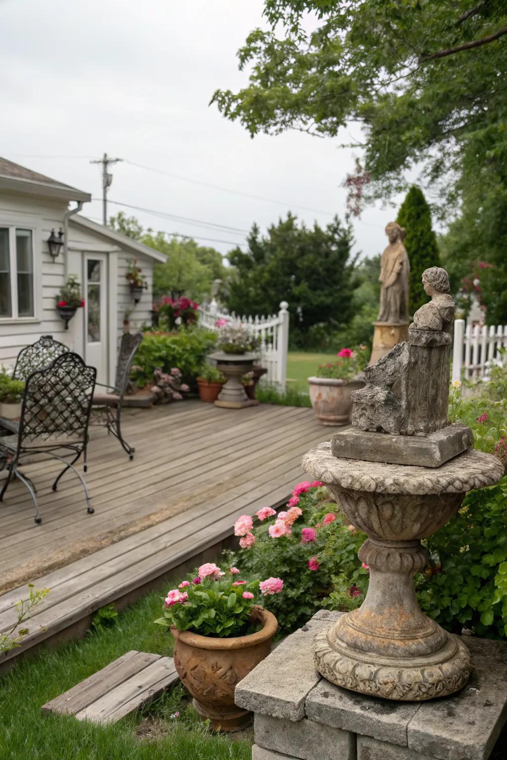 Weathered stones add a nostalgic, vintage vibe to your deck.