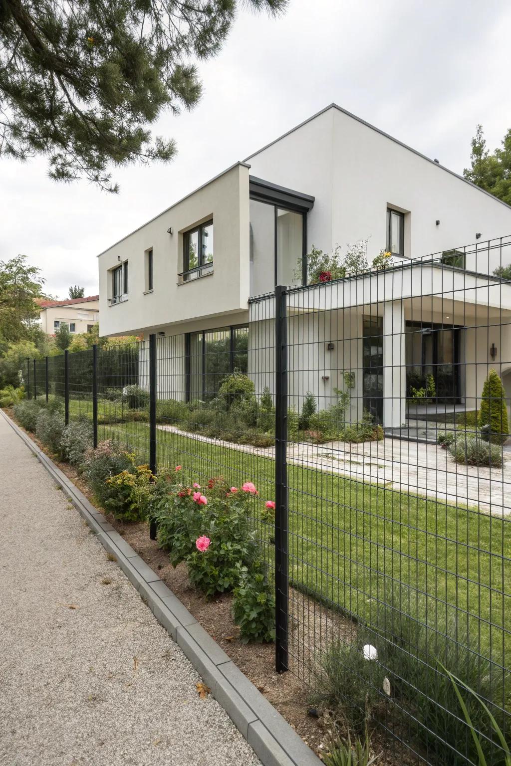 Mesh wire fences offer a discreet and functional boundary.