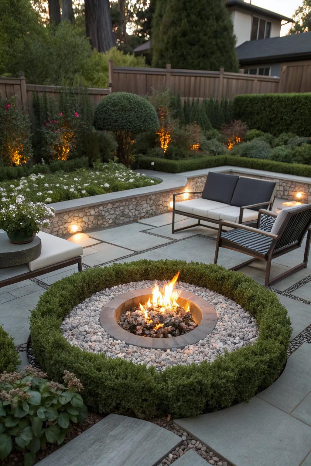 Sparkling elegance with glass pebble border.