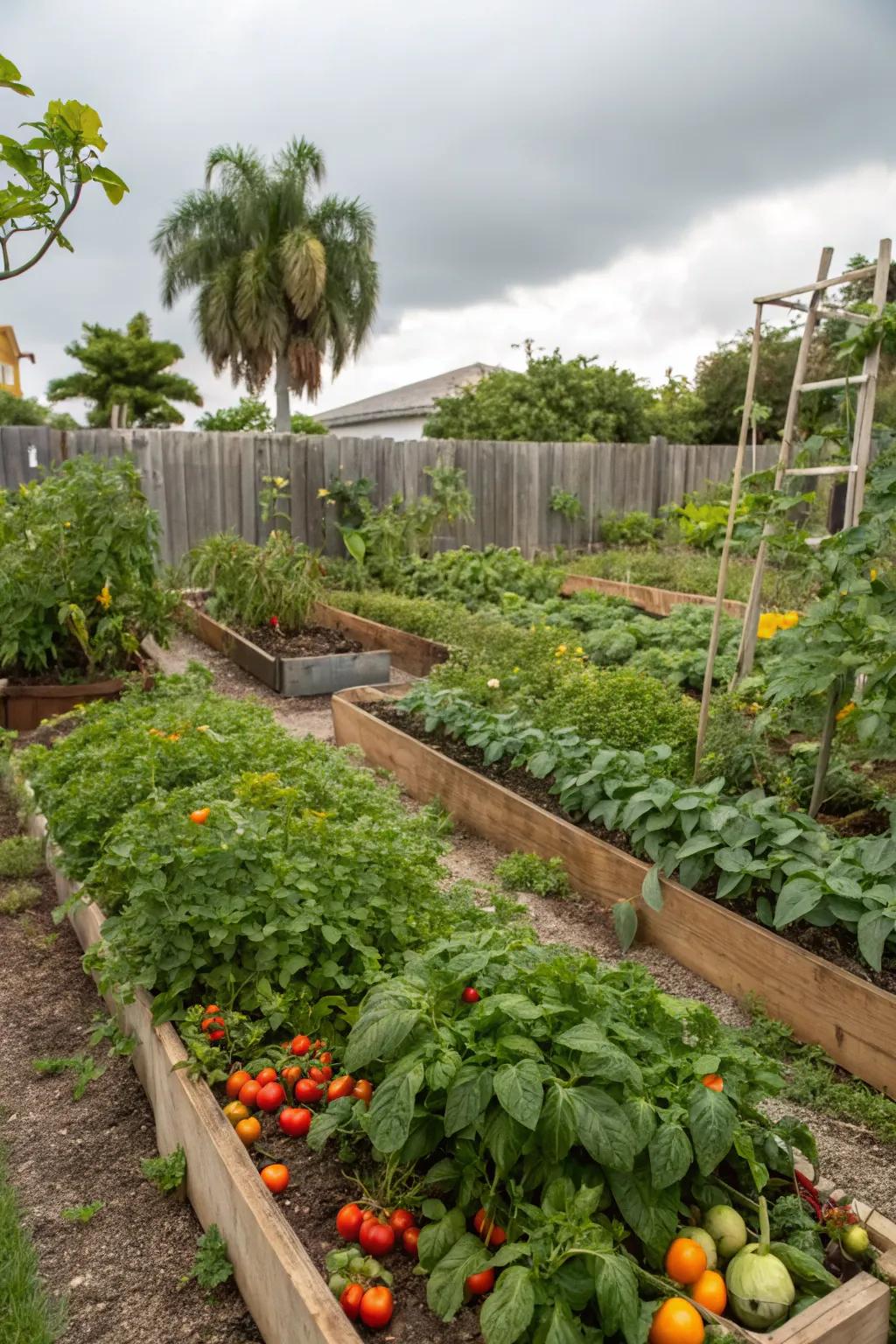 A vegetable garden offers fresh produce and rewarding gardening.
