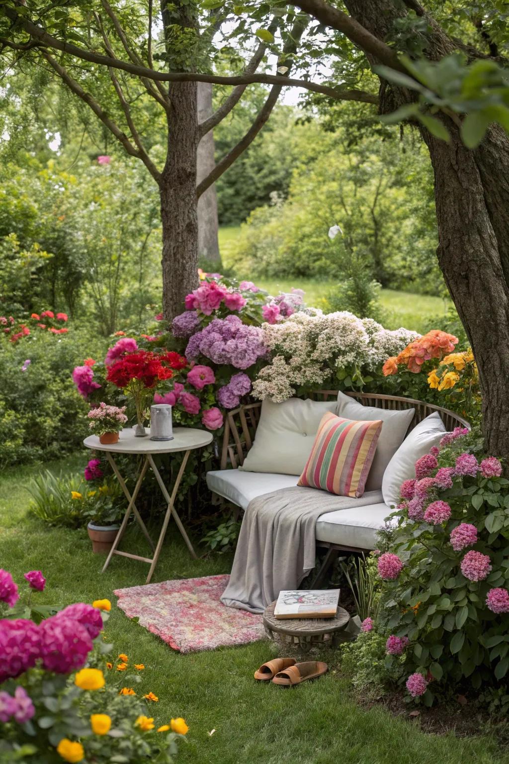 Seating nooks invite relaxation in your garden.
