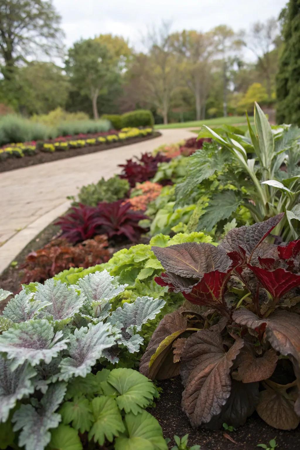 Foliage plants add depth and texture to this garden.