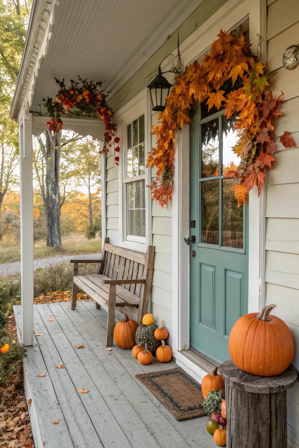 Seasonal decor keeps the porch fresh and exciting.