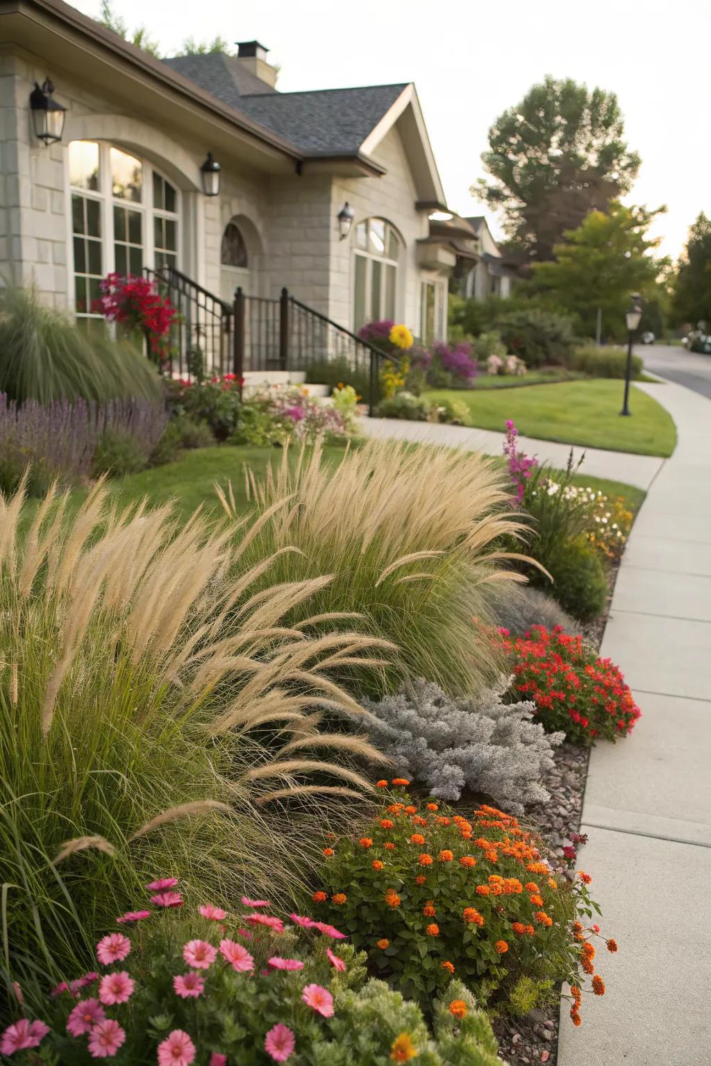 Ornamental grasses add texture and a sensory element.