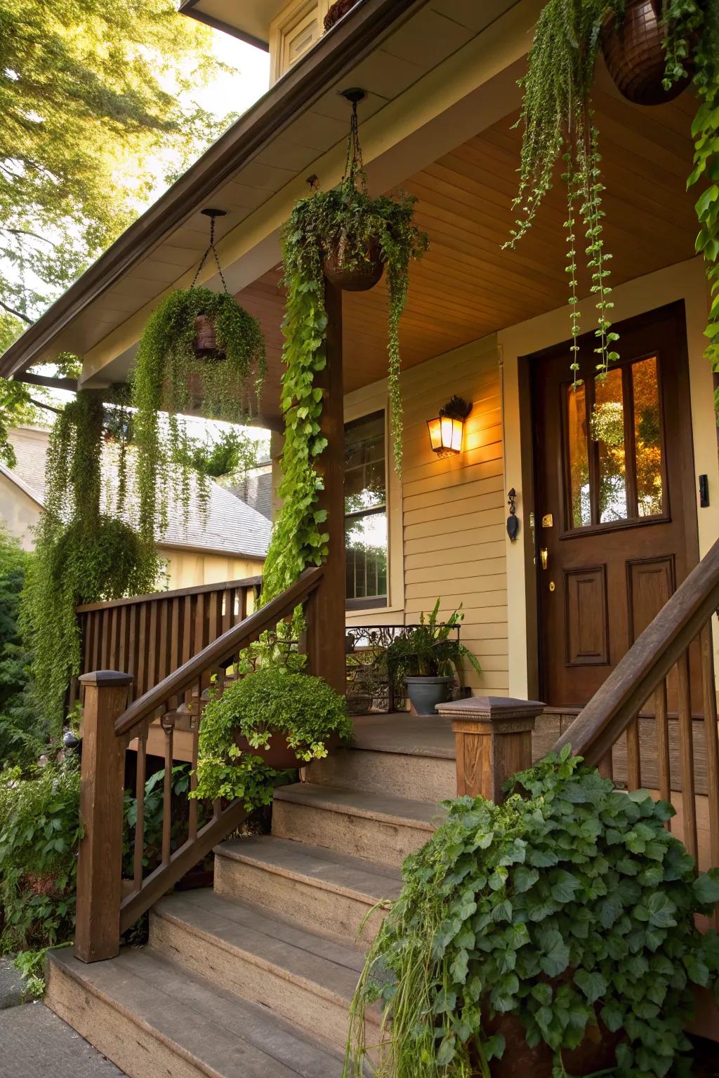 Hanging plants add vertical interest and lush beauty to your porch.