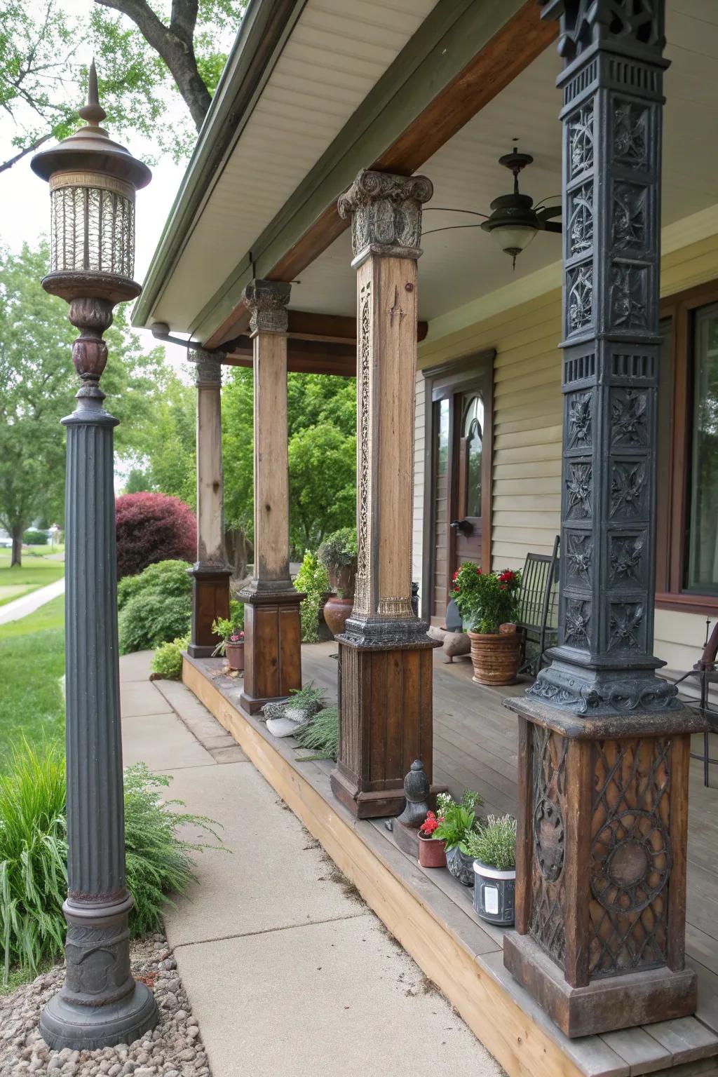 An eclectic mix of designs creates a unique and personal entrance.