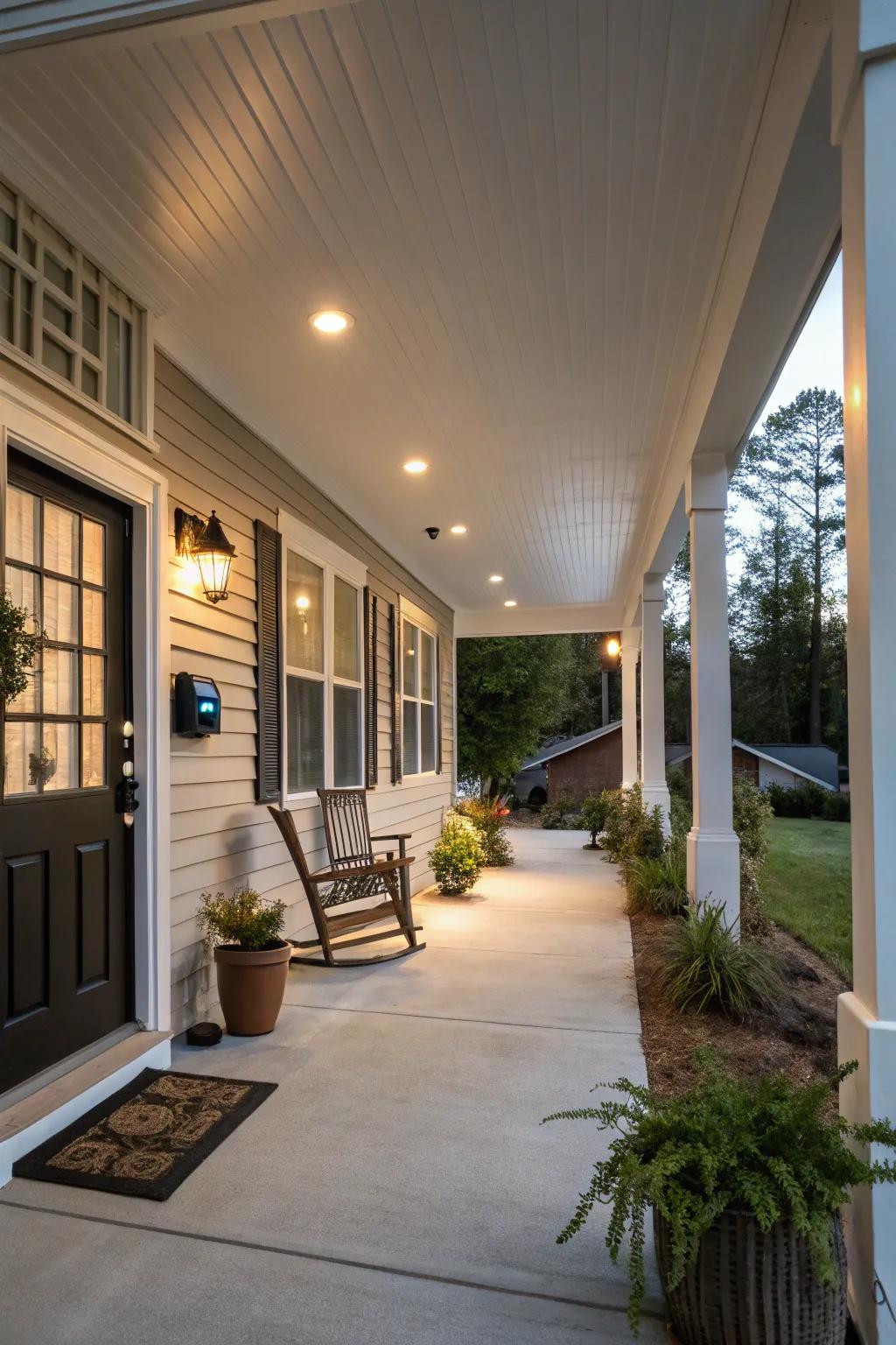 Smart home features adding modern convenience to the porch.
