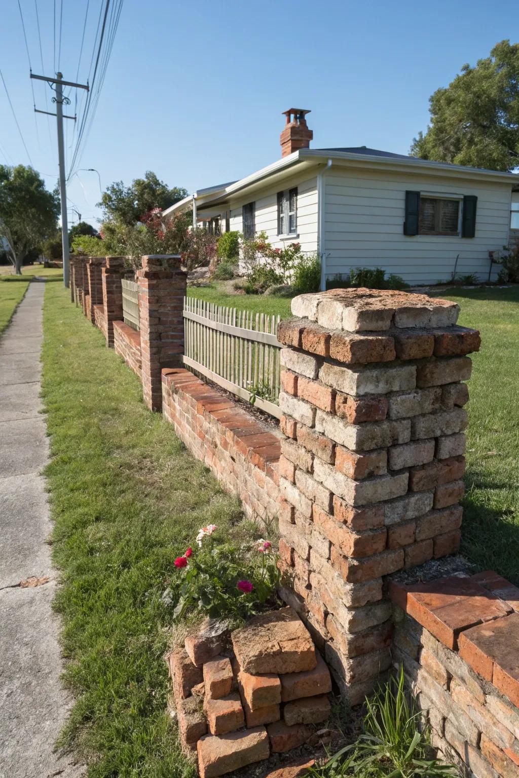 Add historical charm with a fence made from reclaimed bricks.