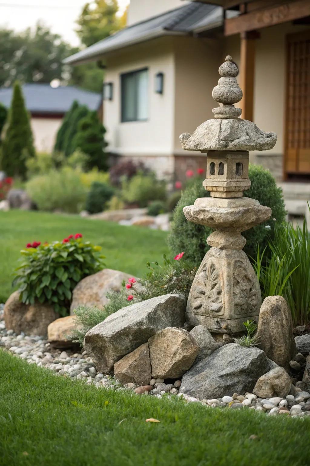 Rock sculptures add art and sophistication to the landscape.