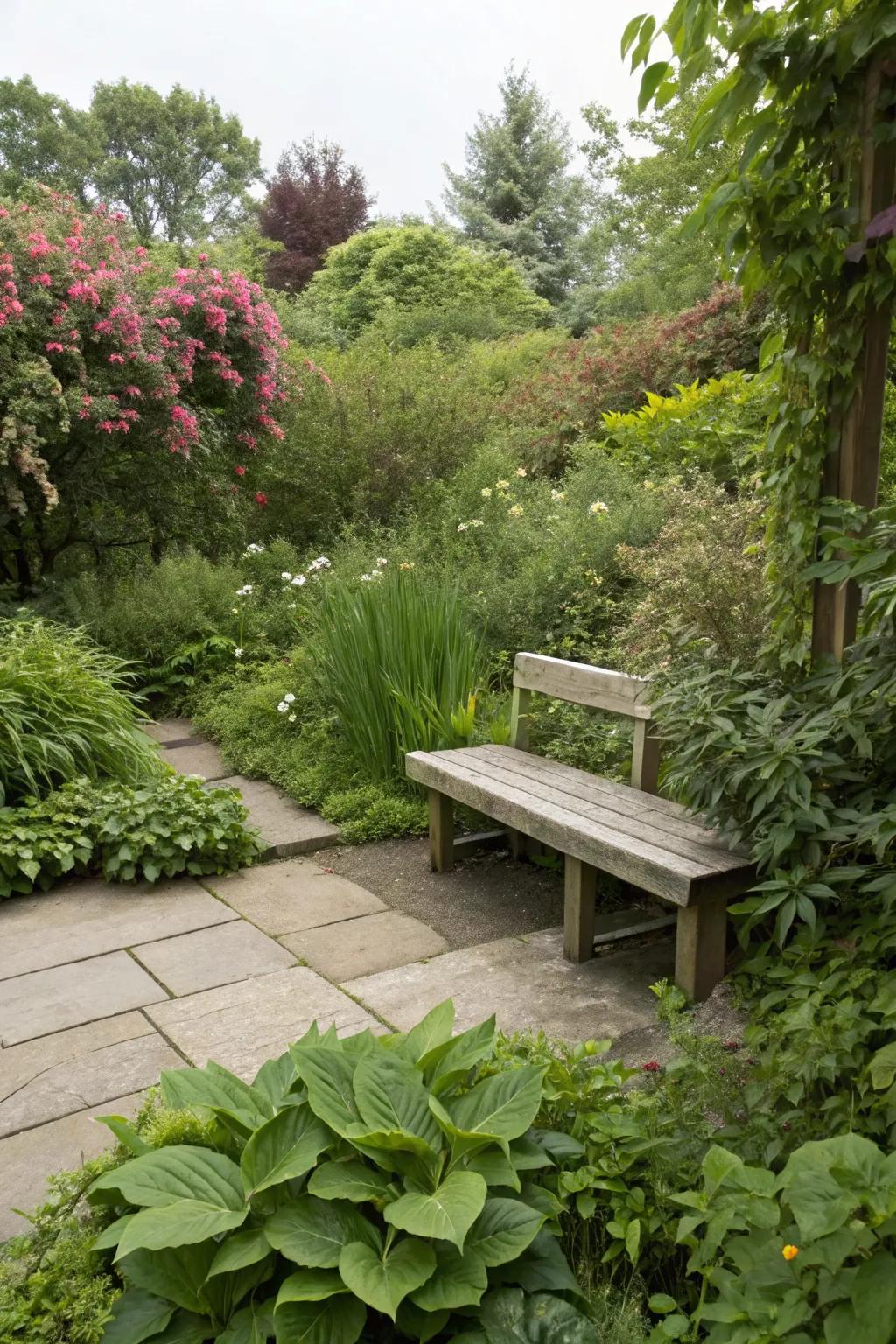 A tranquil garden meditation nook for peaceful moments.