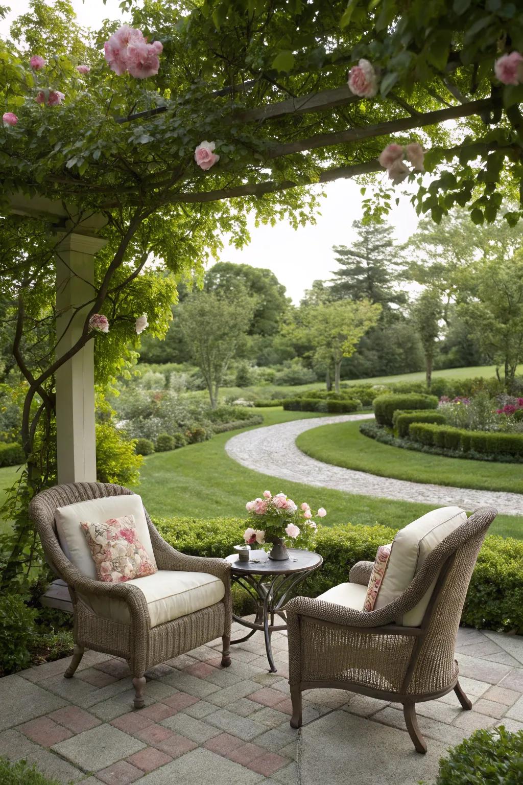 A cozy garden nook perfect for intimate conversations.