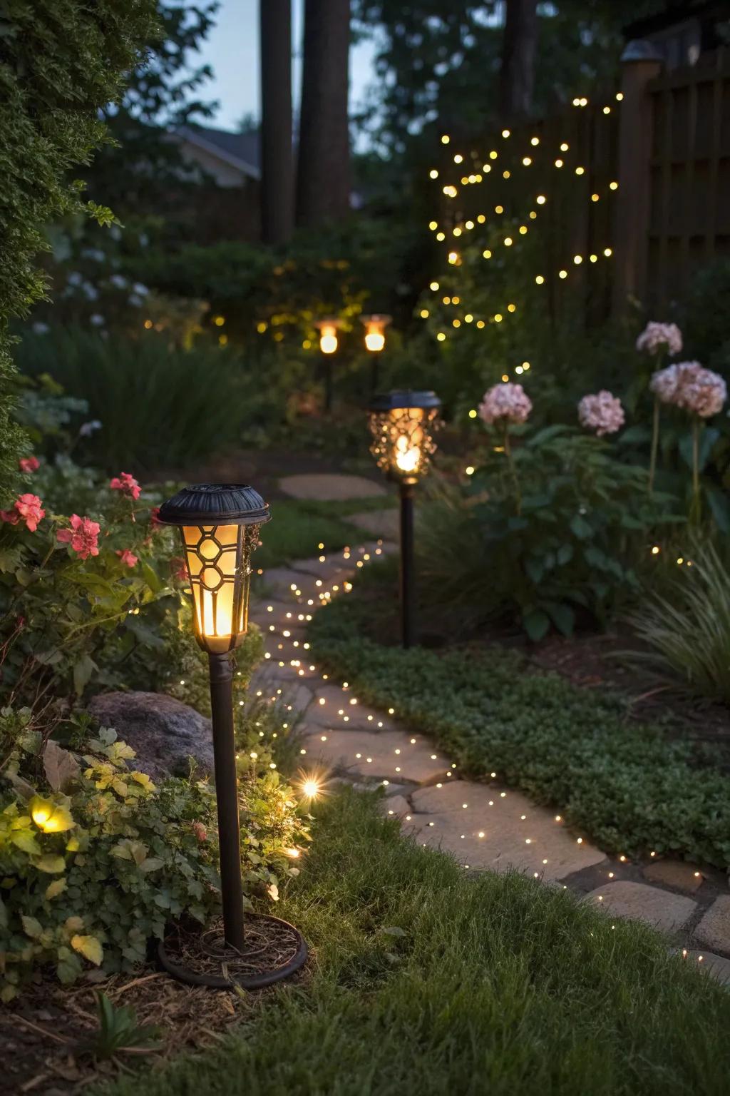 Firefly lanterns bring a whimsical, magical glow to gardens.