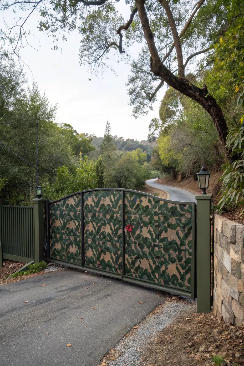 A gate that blends effortlessly with its natural setting.
