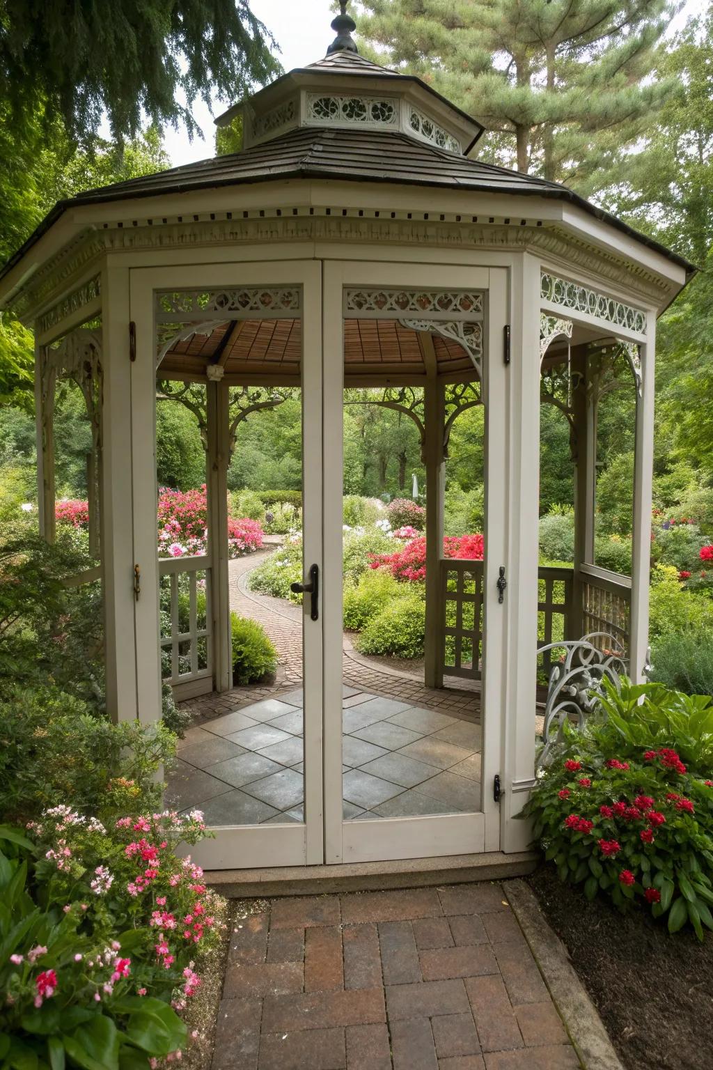 Mirrored doors reflect beauty and expand space.