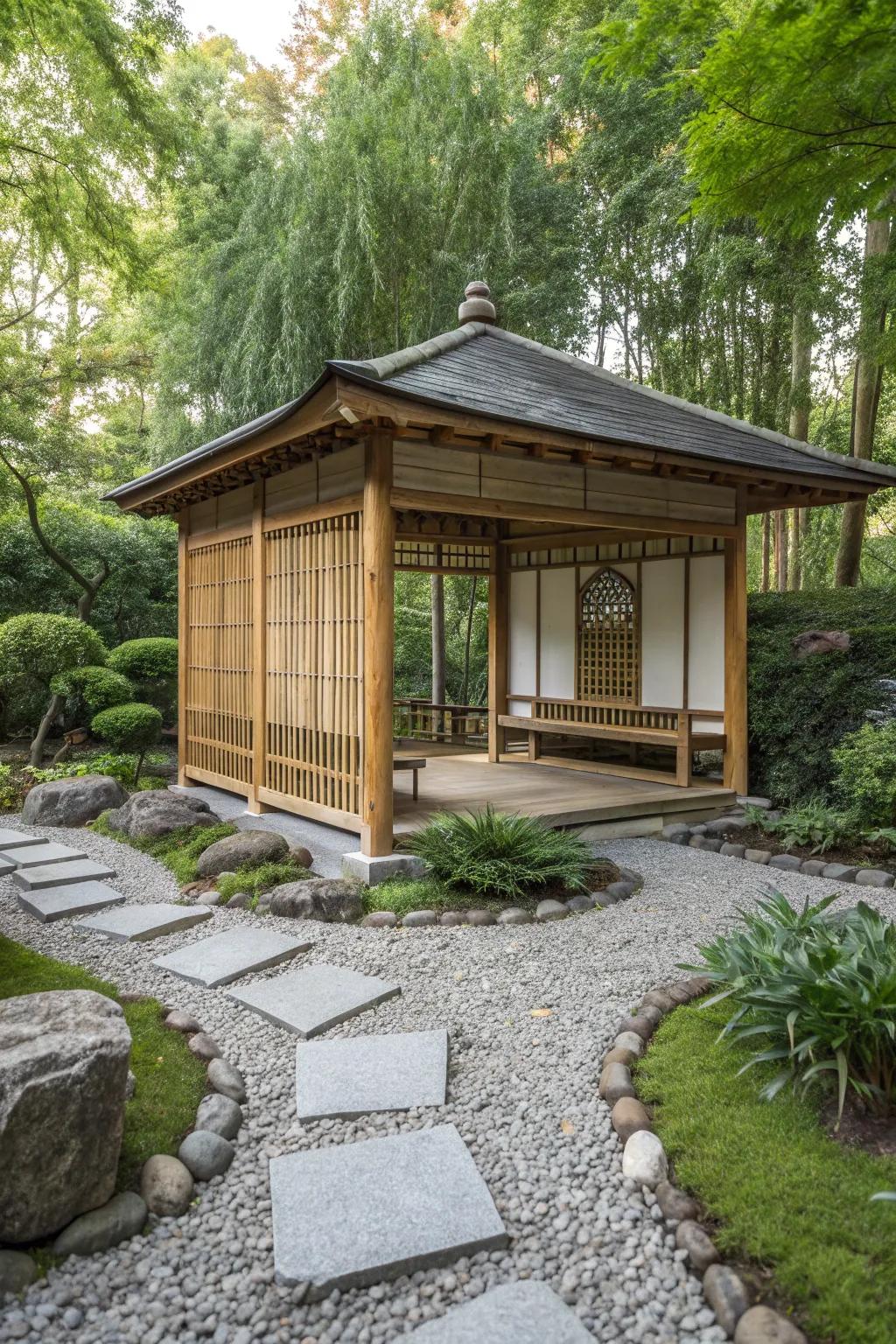 Find tranquility with a Japanese-inspired Zen gazebo.